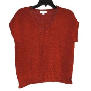 Evereve Rust‎ Red Knit V-Neck Sweater Vest – Size XS, 100% Cotton